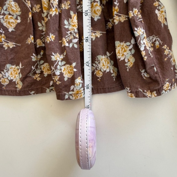 Dizzy Lizzy-Floral Smocked-Long Sleeve Blouse-Brown-Yellow-Cottagecore-Fall-M - Picture 13 of 13